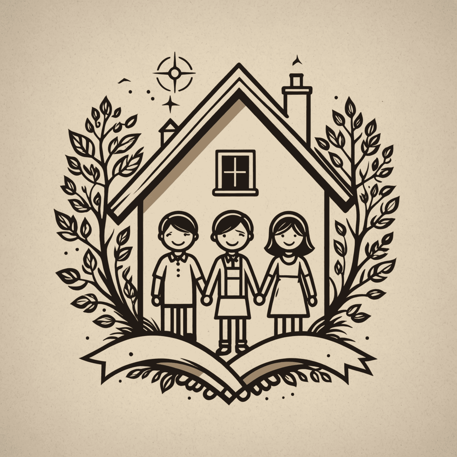 EvesHolms logo - A stylized house with people holding hands around it, symbolizing community-driven projects