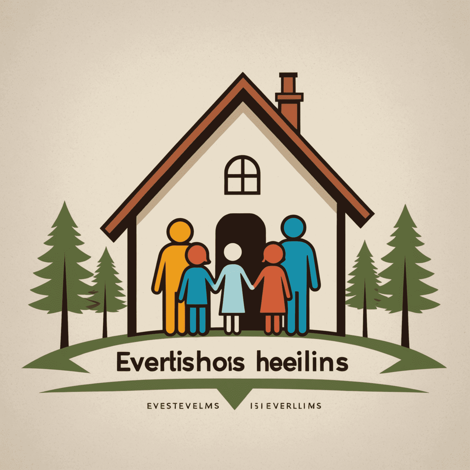 EvesHolms logo - A stylized house with people holding hands around it, symbolizing community-driven projects